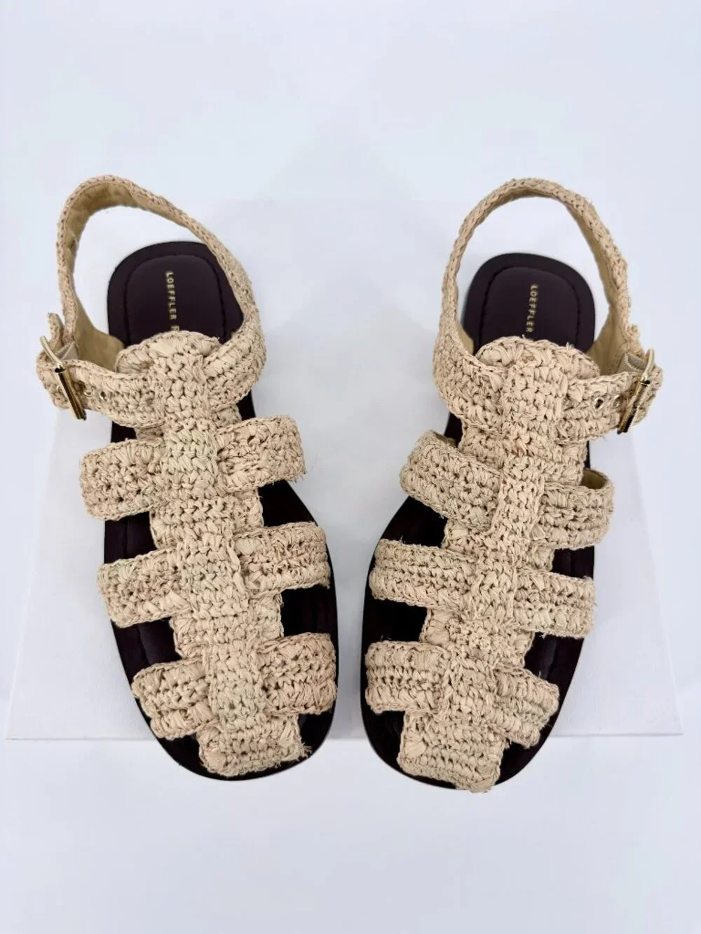 Loeffler Randall Sawyer Raffia Fisherman Sandals 10 NIB Woven Natural
